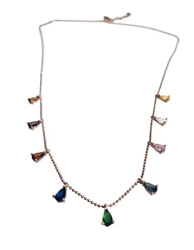 Γυναικείο ασημένιο κολιέ από Ασήμι 925 με πολύχρωμα κρύσταλλα Τσεχίας Liberia