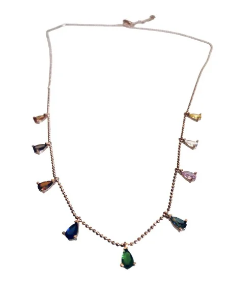 Γυναικείο ασημένιο κολιέ από Ασήμι 925 με πολύχρωμα κρύσταλλα Τσεχίας Liberia