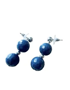 Χειροποίητα σκουλαρίκια με ημιπολύτιμες πέτρες Αχάτη Deep Blue Sea