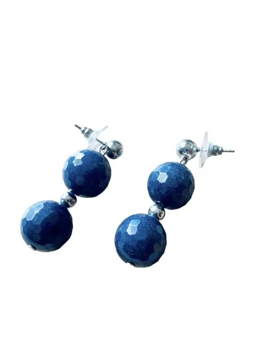 Χειροποίητα σκουλαρίκια με ημιπολύτιμες πέτρες Αχάτη Deep Blue Sea