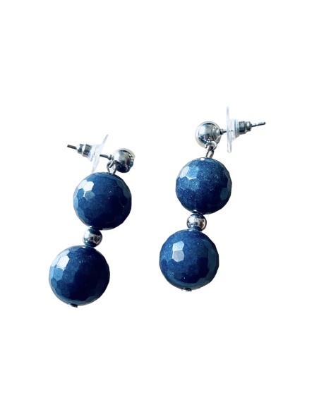 Χειροποίητα σκουλαρίκια με ημιπολύτιμες πέτρες Αχάτη Deep Blue Sea