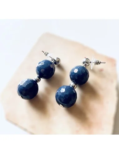 Χειροποίητα σκουλαρίκια με ημιπολύτιμες πέτρες Αχάτη Deep Blue Sea