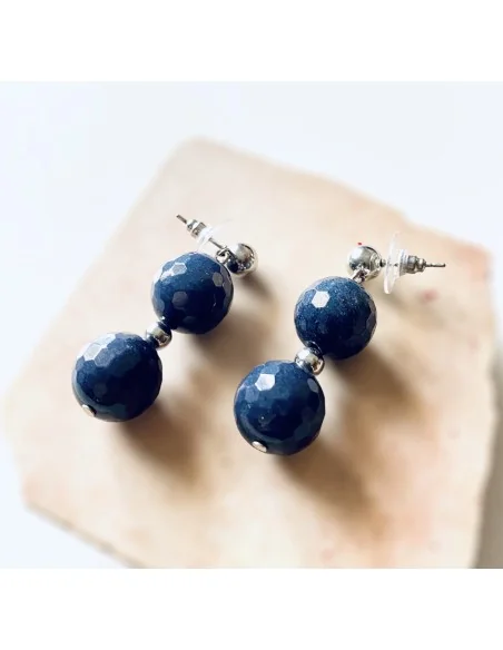 Χειροποίητα σκουλαρίκια με ημιπολύτιμες πέτρες Αχάτη Deep Blue Sea