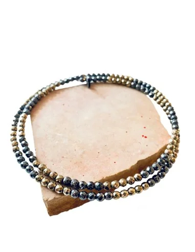 Χειροποίητο κολιέ choker από ημιπολύτιμες πέτρες Αιματίτη Ioli