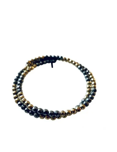 Χειροποίητο δίσειρο βραχιόλι με ημιπολύτιμες πέτρες Αιματίτη Ioli