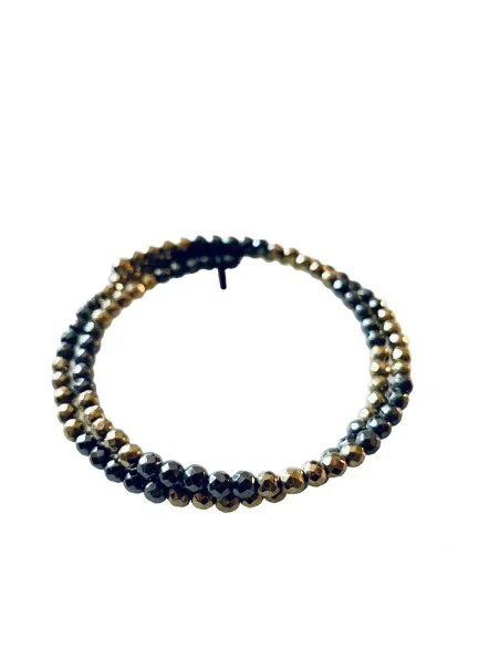 Χειροποίητο δίσειρο βραχιόλι με ημιπολύτιμες πέτρες Αιματίτη Ioli