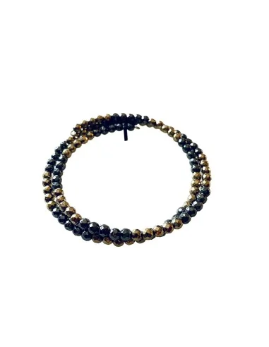 Χειροποίητο δίσειρο βραχιόλι με ημιπολύτιμες πέτρες Αιματίτη Ioli