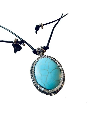 Χειροποίητο κολιέ με πέτρες Αχάτη σε γαλάζιο χρώμα και μαρκασίτη. Handmade Agate pendant Sea