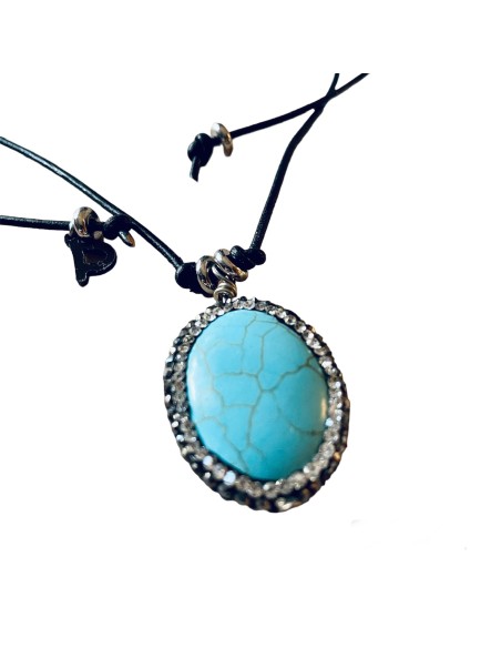 Χειροποίητο κολιέ με πέτρες Αχάτη σε γαλάζιο χρώμα και μαρκασίτη. Handmade Agate pendant Sea