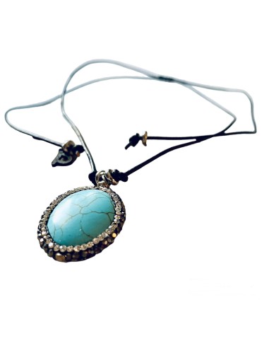 Χειροποίητο κολιέ με πέτρες Αχάτη σε γαλάζιο...