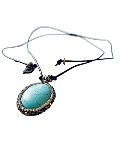 Χειροποίητο κολιέ με πέτρες Αχάτη σε γαλάζιο...