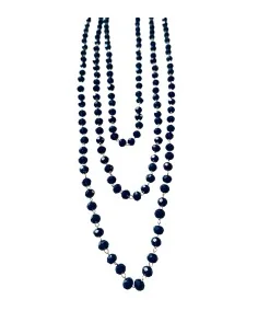 Χειροποίητο κολιέ ροζάριο με μπλε σκούρα κρύσταλλα Τσεχίας και αλυσίδα από ατσάλι