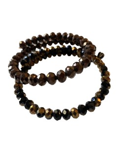 Σετ από δύο χειροποίητα βραχιόλια με κρύσταλλα σε δύο διαφορετικά μεγέθη σε καφέ χρυσή απόχρωση Choco set