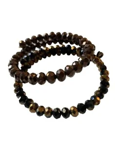 Σετ από δύο χειροποίητα βραχιόλια με κρύσταλλα σε δύο διαφορετικά μεγέθη σε καφέ χρυσή απόχρωση Choco set