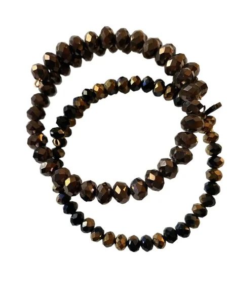 Σετ από δύο χειροποίητα βραχιόλια με κρύσταλλα σε δύο διαφορετικά μεγέθη σε καφέ χρυσή απόχρωση Choco set