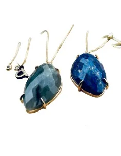 Χειροποίητο γυναικείο κολιέ με ημιπολύτιμες πέτρες Λαβραδωρίτη και Λάπις Λαζουλί Ambitious