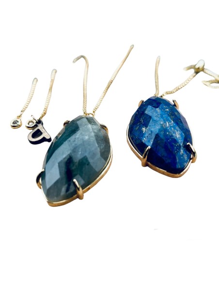 Χειροποίητο γυναικείο κολιέ με ημιπολύτιμες πέτρες Λαβραδωρίτη και Λάπις Λαζουλί Ambitious Χειροποίητο γυναικείο κολιέ με ημιπολύτιμες πέτρες Λαβραδωρίτη και Λάπις Λαζουλί Ambitious