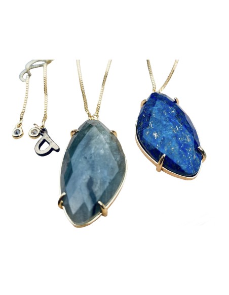 Χειροποίητο γυναικείο κολιέ με ημιπολύτιμες πέτρες Λαβραδωρίτη και Λάπις Λαζουλί Ambitious Χειροποίητο γυναικείο κολιέ με ημιπολύτιμες πέτρες Λαβραδωρίτη και Λάπις Λαζουλί Ambitious