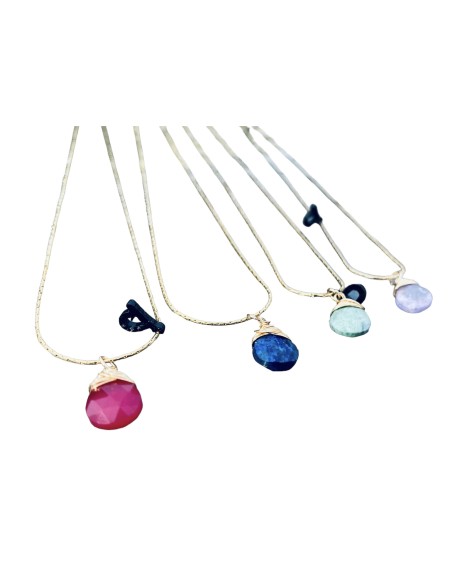 Χειροποίητο κολιέ με ημιπολύτιμες πέτρες σε αλυσίδα Milva