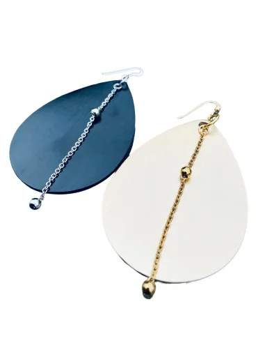 Χειροποίητα γυναικεία σκουλαρίκια σε μαύρο ή χρύσο με αλυσίδα Rotterdam