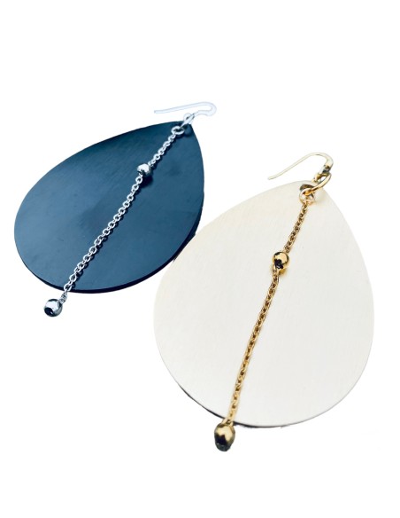 Χειροποίητα γυναικεία σκουλαρίκια σε μαύρο ή χρύσο με αλυσίδα Rotterdam