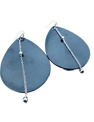 Χειροποίητα γυναικεία σκουλαρίκια σε μαύρο ή χρύσο με αλυσίδα Rotterdam