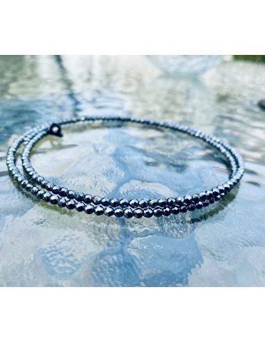 Χειροποίητο κολιέ choker από ημιπολύτιμες πέτρες Αιματίτη Libona