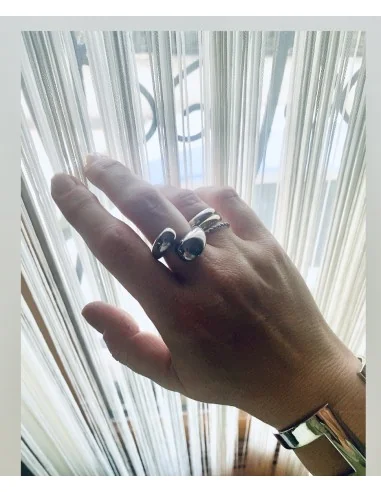 Γυναικείο πομπέ δαχτυλίδι από ατσάλι Myrsini