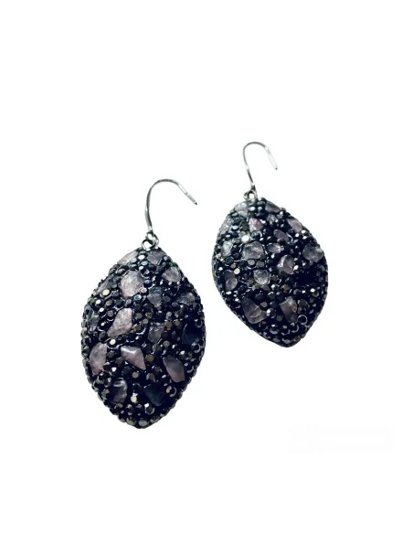 Χειροποίητο κόσμημα σκουλαρίκια με ημιπολύτιμες πέτρες και κρύσταλλα Τσεχίας