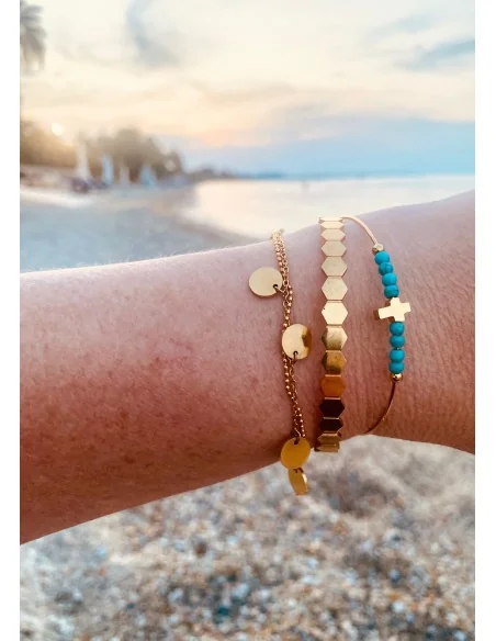 Χειροποίητο βραχιόλι ανοικτή χειροπέδα από ατσάλι σε χρυσό ή ασημί Sienna