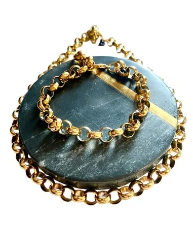 Χειροποίητο κόσμημα σετ επίχρυση αλυσίδα από ατσάλι βραχιόλι και κολιέ Dalida