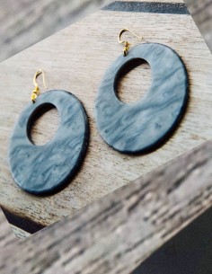 Κόσμημα σκουλαρίκια πλακέ σε γκρι ή μαύρο με γάντζους από ασήμι 925 Votsalo 2