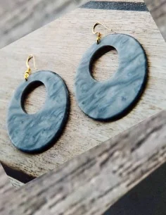 Κόσμημα σκουλαρίκια πλακέ σε γκρι ή μαύρο με γάντζους από ασήμι 925 Votsalo 2