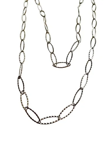 Χειροποίητο κολιέ μακριά ατσάλινη αλυσίδα Drosostalia