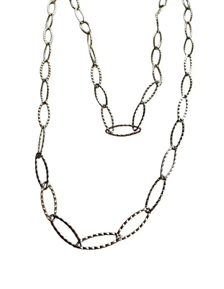 Χειροποίητο κολιέ μακριά ατσάλινη αλυσίδα Drosostalia