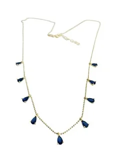 Γυναικείο κόσμημα κολιέ από ασήμι 925 επιχρυσωμένο με κρύσταλλα Τσεχίας σε μπλε Anemona