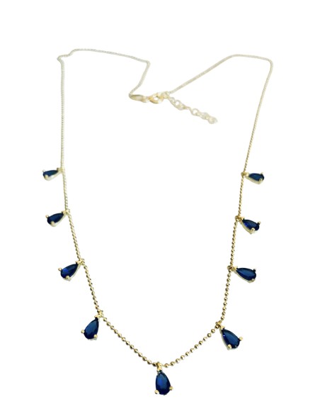 Γυναικείο κόσμημα κολιέ από ασήμι 925 επιχρυσωμένο με κρύσταλλα Τσεχίας σε μπλε Anemona