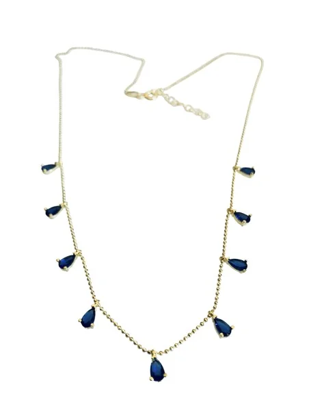 Γυναικείο κόσμημα κολιέ από ασήμι 925 επιχρυσωμένο με κρύσταλλα Τσεχίας σε μπλε Anemona