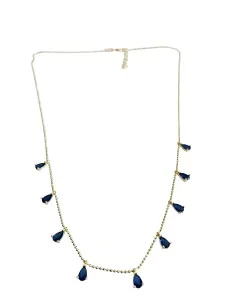 Γυναικείο κόσμημα κολιέ από ασήμι 925 επιχρυσωμένο με κρύσταλλα Τσεχίας σε μπλε Anemona 2