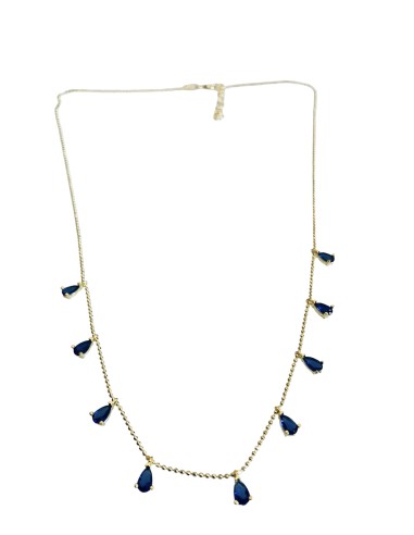 Γυναικείο κόσμημα κολιέ από ασήμι 925 επιχρυσωμένο με κρύσταλλα Τσεχίας σε μπλε Anemona