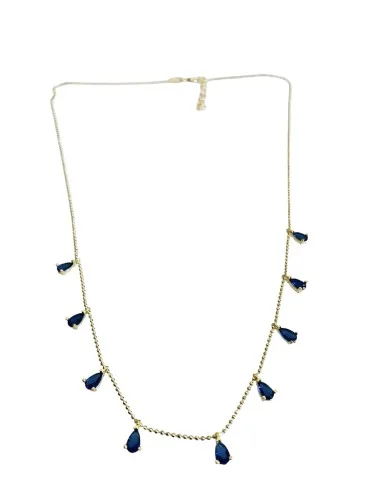 Γυναικείο κόσμημα κολιέ από ασήμι 925 επιχρυσωμένο με κρύσταλλα Τσεχίας σε μπλε Anemona