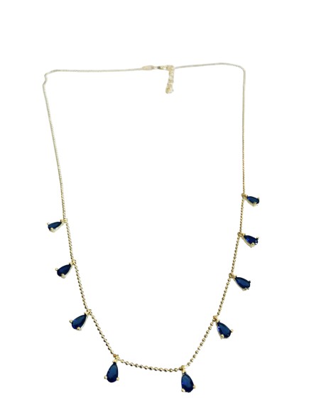 Γυναικείο κόσμημα κολιέ από ασήμι 925 επιχρυσωμένο με κρύσταλλα Τσεχίας σε μπλε Anemona