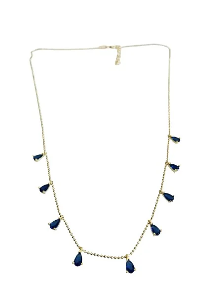 Γυναικείο κόσμημα κολιέ από ασήμι 925 επιχρυσωμένο με κρύσταλλα Τσεχίας σε μπλε Anemona