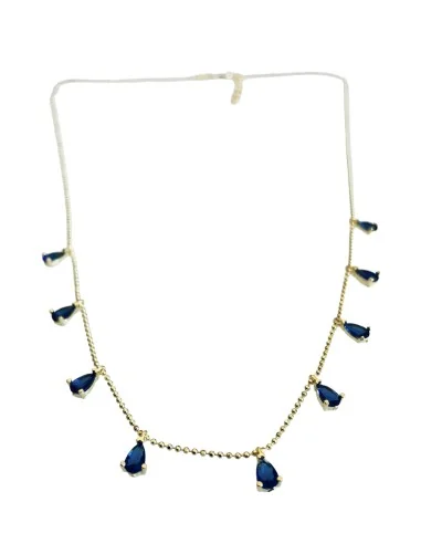 Γυναικείο κόσμημα κολιέ από ασήμι 925 επιχρυσωμένο με κρύσταλλα Τσεχίας σε μπλε Anemona