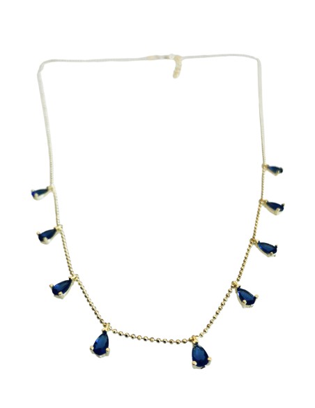 Γυναικείο κόσμημα κολιέ από ασήμι 925 επιχρυσωμένο με κρύσταλλα Τσεχίας σε μπλε Anemona