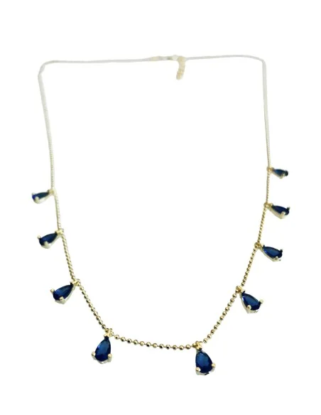 Γυναικείο κόσμημα κολιέ από ασήμι 925 επιχρυσωμένο με κρύσταλλα Τσεχίας σε μπλε Anemona