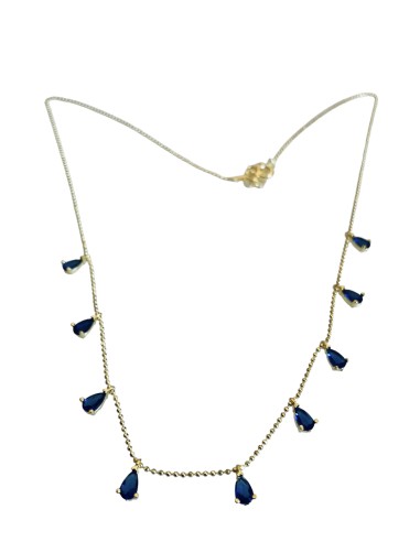 Γυναικείο κόσμημα κολιέ από ασήμι 925 επιχρυσωμένο με κρύσταλλα Τσεχίας σε μπλε Anemona