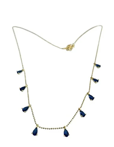 Γυναικείο κόσμημα κολιέ από ασήμι 925 επιχρυσωμένο με κρύσταλλα Τσεχίας σε μπλε Anemona