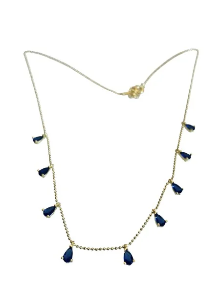 Γυναικείο κόσμημα κολιέ από ασήμι 925 επιχρυσωμένο με κρύσταλλα Τσεχίας σε μπλε Anemona