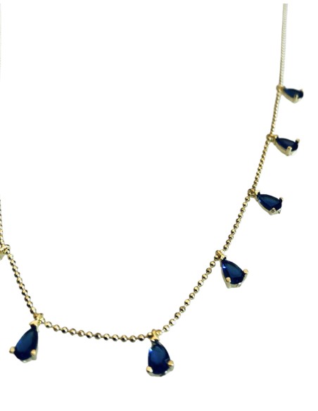 Γυναικείο κόσμημα κολιέ από ασήμι 925 επιχρυσωμένο με κρύσταλλα Τσεχίας σε μπλε Anemona
